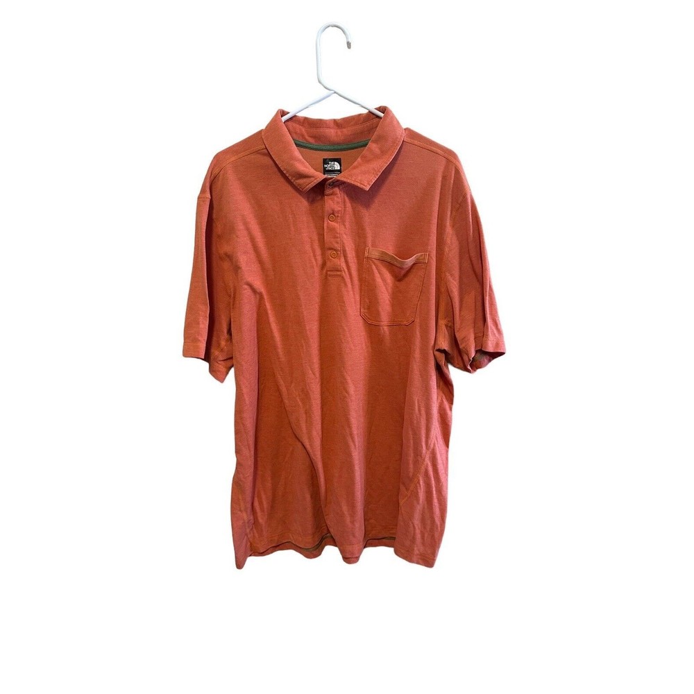 The North Face Mens XXL Orange Polo FlashDry Short Sleeve Golf Hiking Light